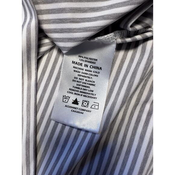 Footjoy Polo Mens Size XL Grey White Striped Performance Golf Short Sleeve - Picture 6 of 7